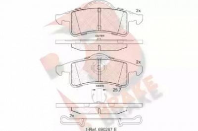 R BRAKE rb1399 -  Комплект тормозных колодок, дисковый тормоз
